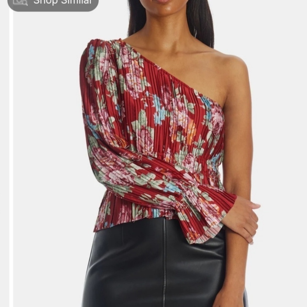 NWT,WAYF,One-Shoulder Pleated, Soft Peplum Top, Gorgeous Design,Stay-Put Backing